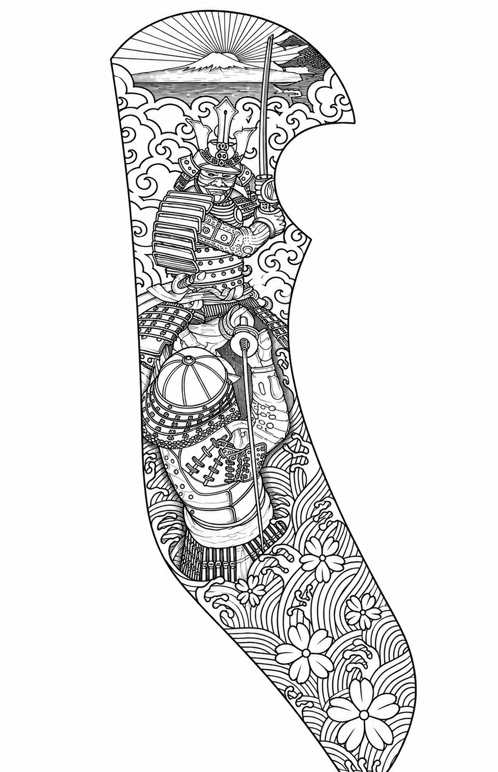 Samurai knife blade — original line drawing design